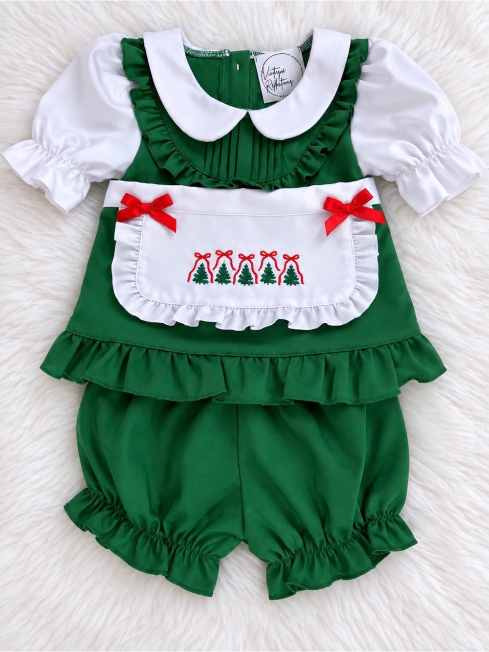 Vintage Style Christmas Bows Bloomer Set